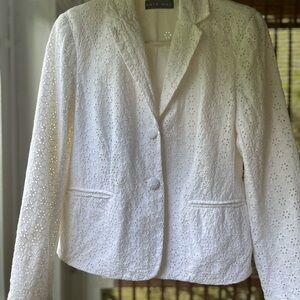KATE HILL White Eyelet Blazer